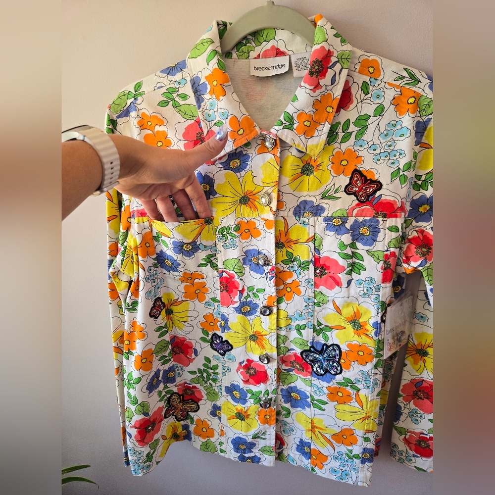 🦋 Breckenridge Vintage Floral Butterfly Patchwork Jacket-MED🌺🌻🌼🏵️🌷🏵️ - Picture 6 of 10
